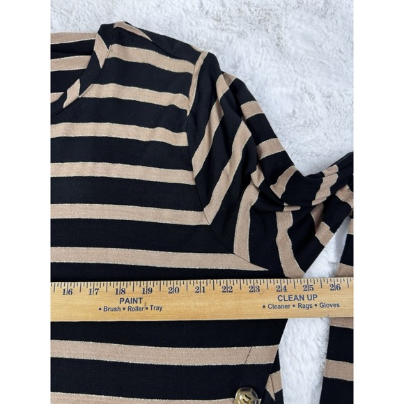 Soft Surroundings Knit Tunic Top Long Slv Black Tan Gold Metallic Thread Size 2x - Picture 9 of 12